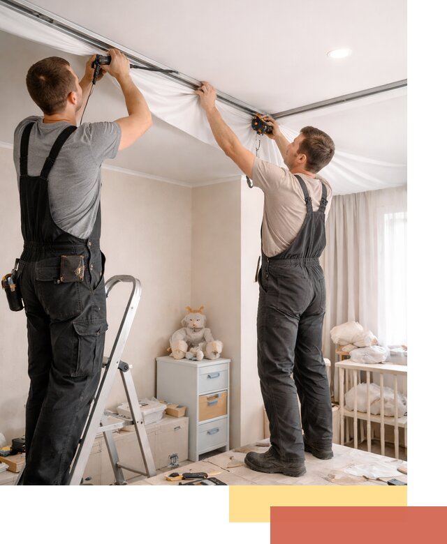 Монтаж натяжного потолка в детской комнате в Чите