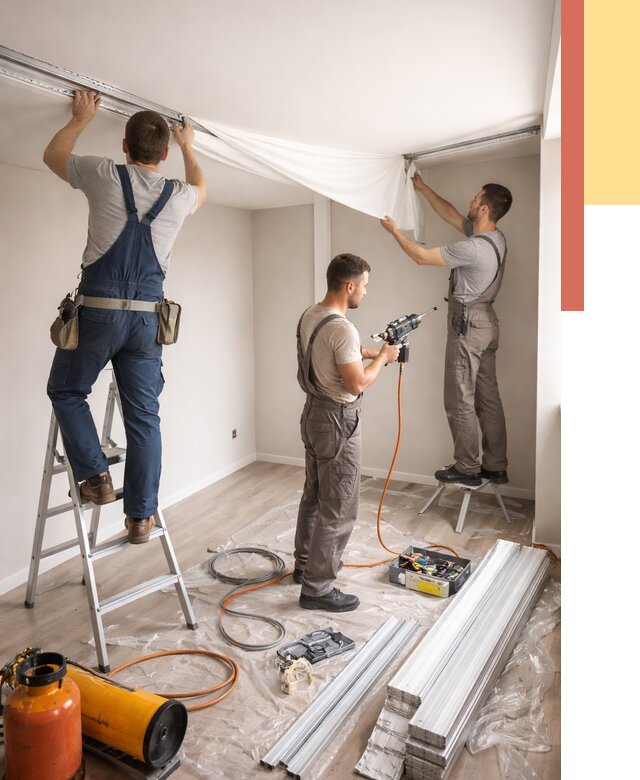 Монтаж натяжного потолка в студии в Чите от 5693 руб. — быстро и недорого | ОТДЕЛОЧНИК-Чта