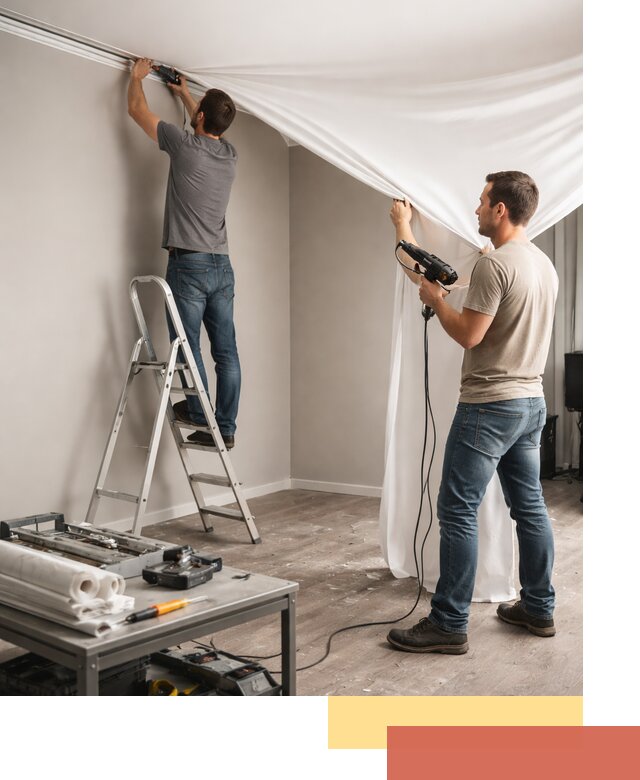 Монтаж натяжного потолка в студии в Чите