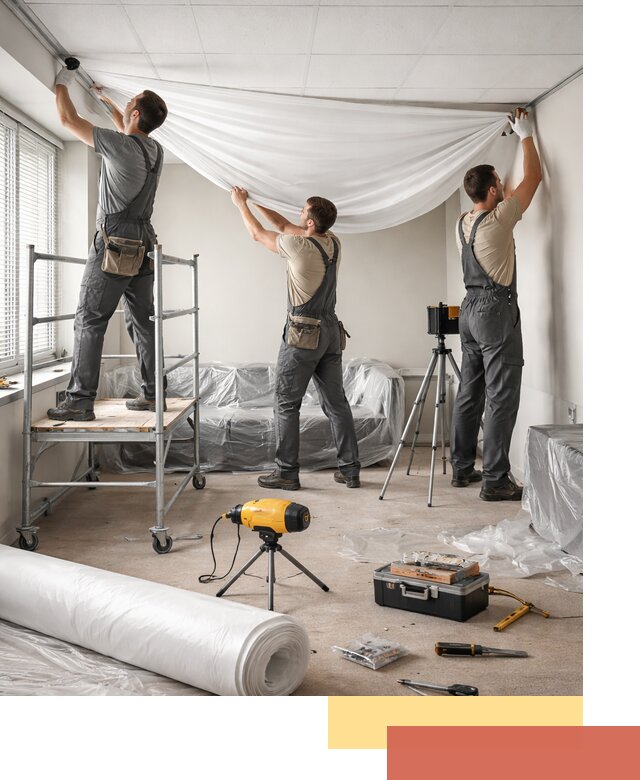 Монтаж натяжного потолка в офисе в Чите