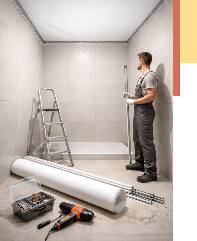 Монтаж натяжного потолка в санузле в Чите от 1915 руб. — ОТДЕЛОЧНИК-Чта