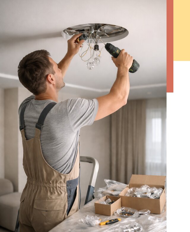 Установка люстры в натяжной потолок в Чите от 1242 руб. | Быстро и недорого — ОТДЕЛОЧНИК-Чта