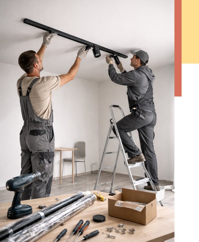 Установка трековых светильников в натяжной потолок в Чите от 4347 руб. | ОТДЕЛОЧНИК-Чта