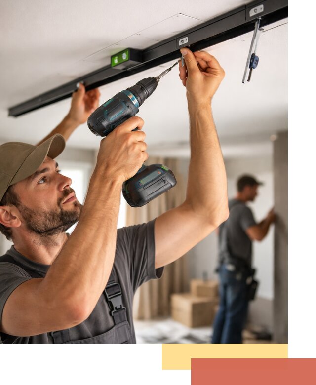 Установка трековых светильников в натяжной потолок в Чите