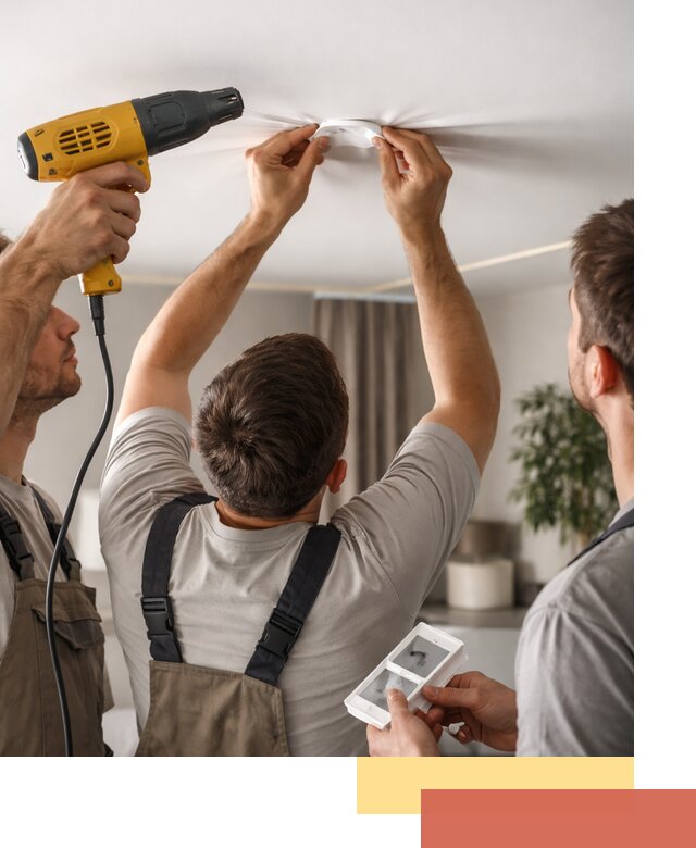 Ремонт прокола полотна натяжного потолка в Чите