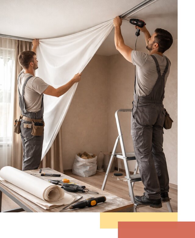 Замена полотна натяжного потолка в Чите быстро и качественно