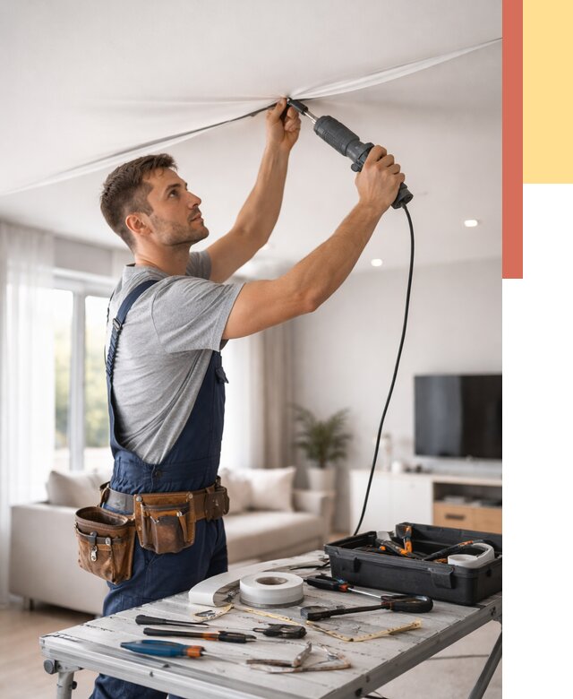 Ремонт натяжных потолков в Чите от 9833 руб. под ключ — ОТДЕЛОЧНИК-Чта