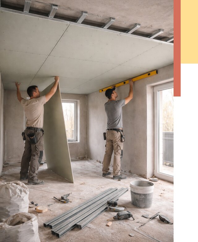 Одноуровневый потолок из гипсокартона в Чите от 776 руб. — монтаж под ключ | ОТДЕЛОЧНИК-Чта