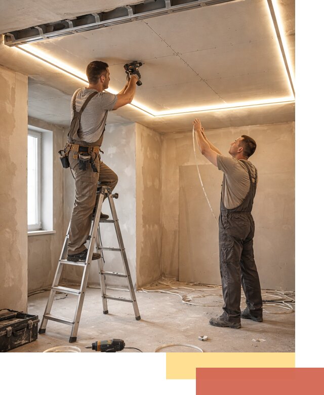 Потолок из гипсокартона с подсветкой в Чите