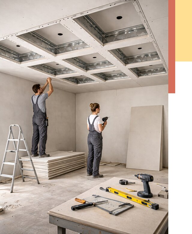 Кессонный потолок из гипсокартона в Чите от 1915 руб. — монтаж и под ключ | ОТДЕЛОЧНИК-Чта