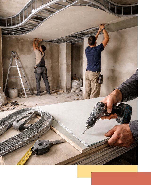 Криволинейный потолок из гипсокартона в Чите — монтаж и отделка