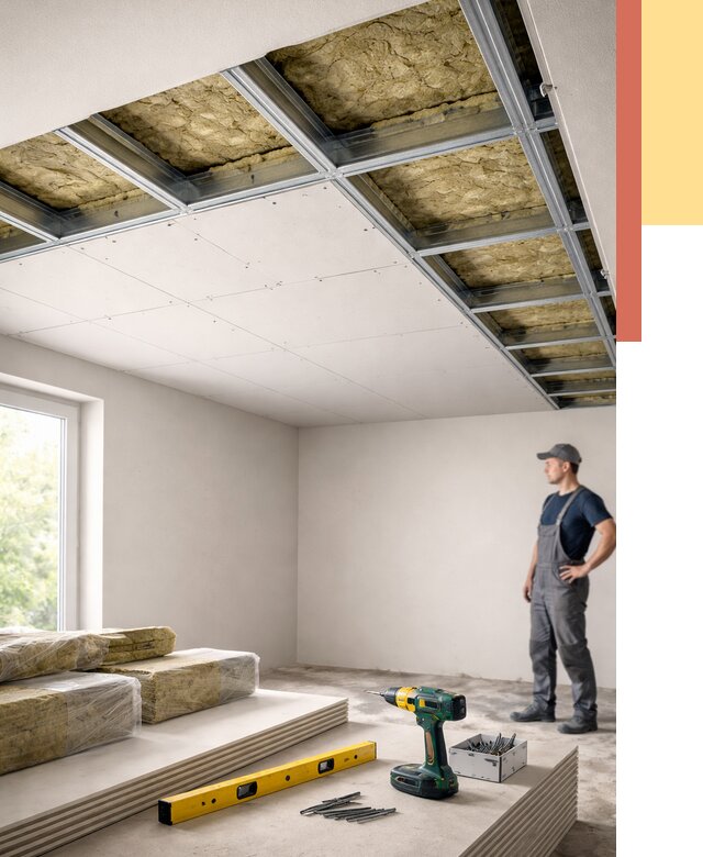 Звукоизоляция потолка ГКЛ в Чите от 983 руб. — монтаж под ключ | ОТДЕЛОЧНИК-Чта