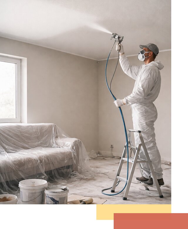 Покраска потолка краскопультом в Чите быстро и качественно