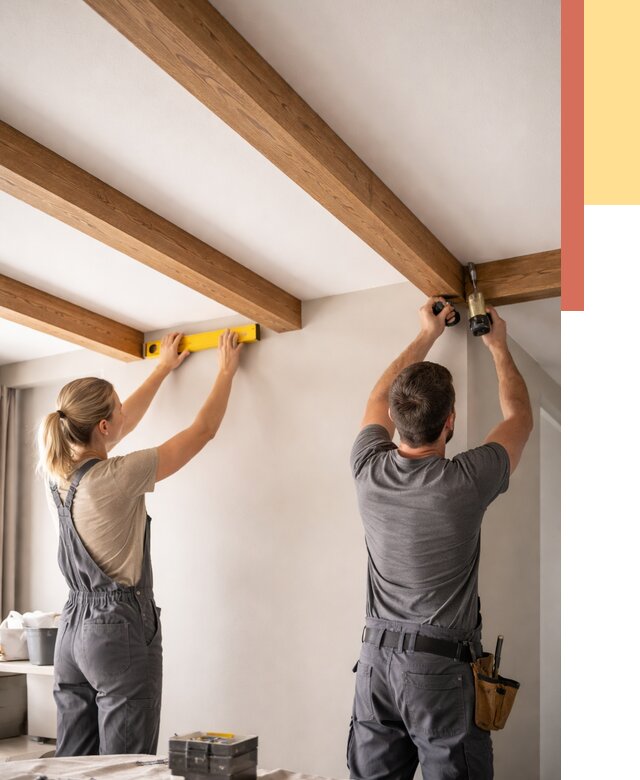 Монтаж декоративных балок на потолок в Чите от 4347 руб. — ОТДЕЛОЧНИК-Чта